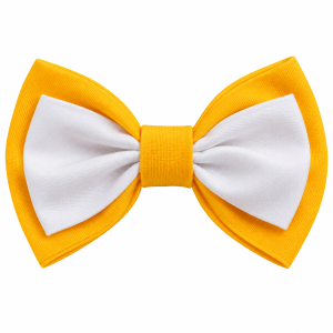 Small Yellow & White Bow Hair Clip