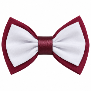 Small Maroon & White Bow Hair Clip