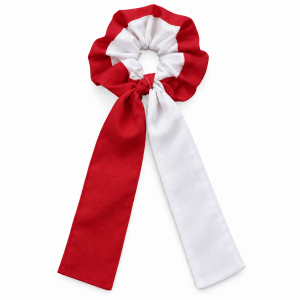 Red & White Scrunchie with Tail
